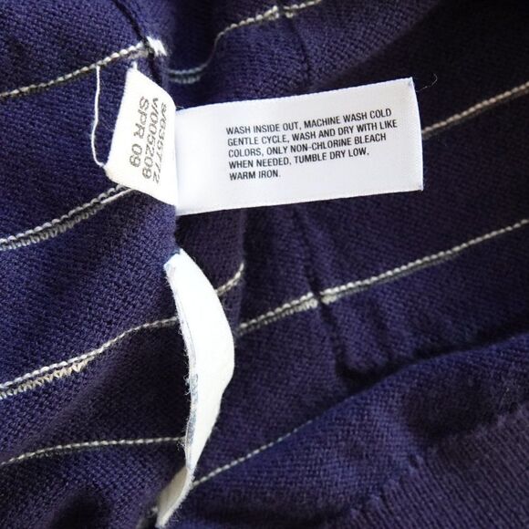 Gap Knit Top Navy Blue White Pinstripe Button Front Short Sleeve Tunic Womens M - Picture 10 of 10